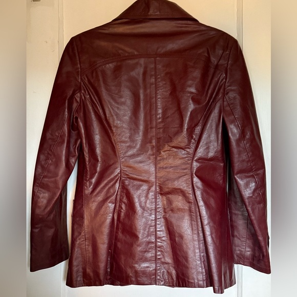 Vintage Burgundy Leather Blazer - Picture 2 of 7